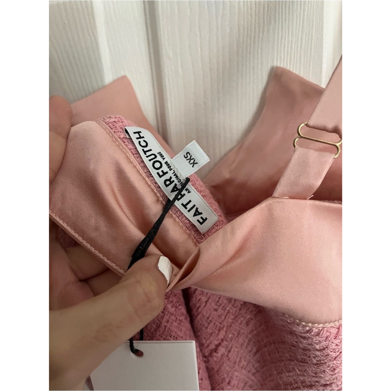 Nwt Fait Par Foutch Top Pink Tweed Evelyn Coquette Preppy Size Xxs — image 5 of 6